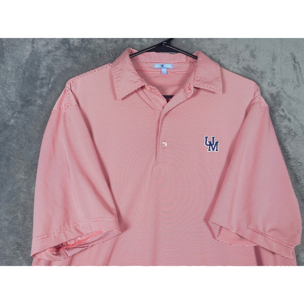 GenTeal Mens Ole Miss Rebels Polo Shirt Size Large Red White Striped Performance